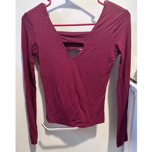 Forever 21 Red Long Sleeved V-Neck